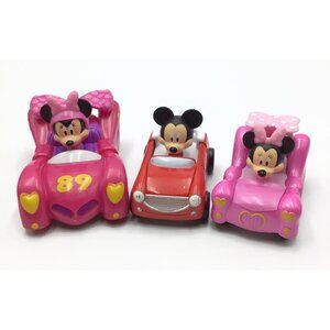 Disney Mickey Minnie Mouse Cars Diecast Red Pink Roadster Racer Clubhouse